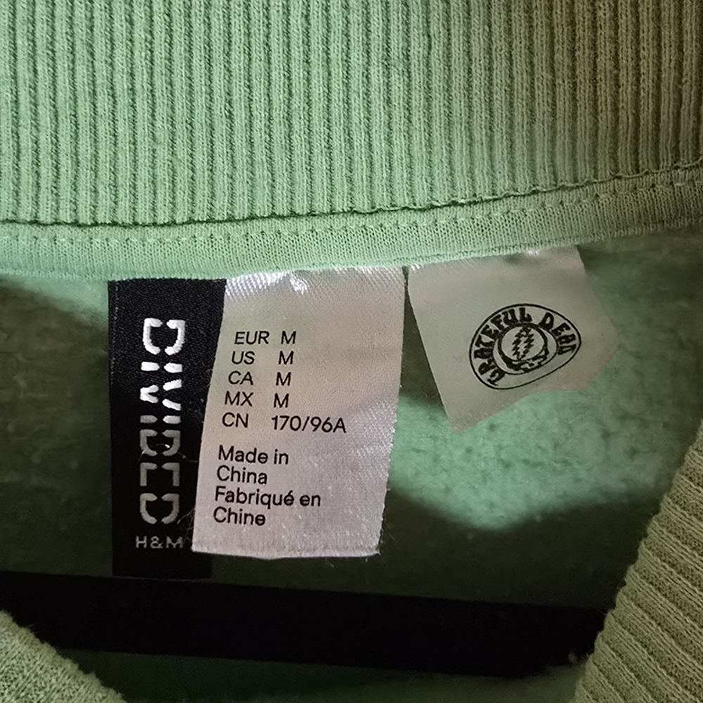 Grateful Dead Divided Lime Green Oversized Crewneck Sweatshirt 70s Trippy Sz M - Picture 4 of 6